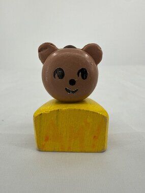 Vintage 1967 Fisher Price Baby Bear #151 Little People Wood Toy Replacement